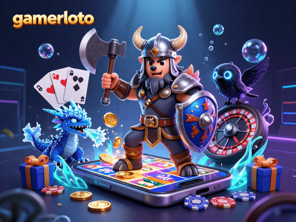 Experience thrilling wins with gamerloto in a dynamic 3D casino world featuring captivating characters and vibrant gaming elements.