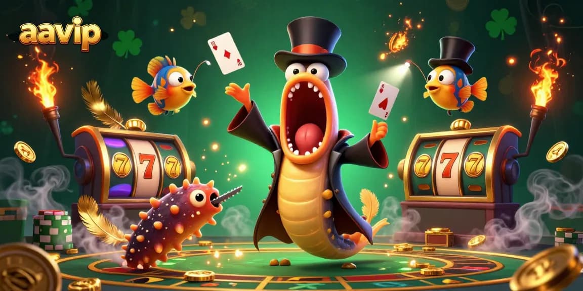 Aavip showcases an enchanting 3D casino scene with a magical deep-sea theme, featuring unique characters and vibrant game elements.