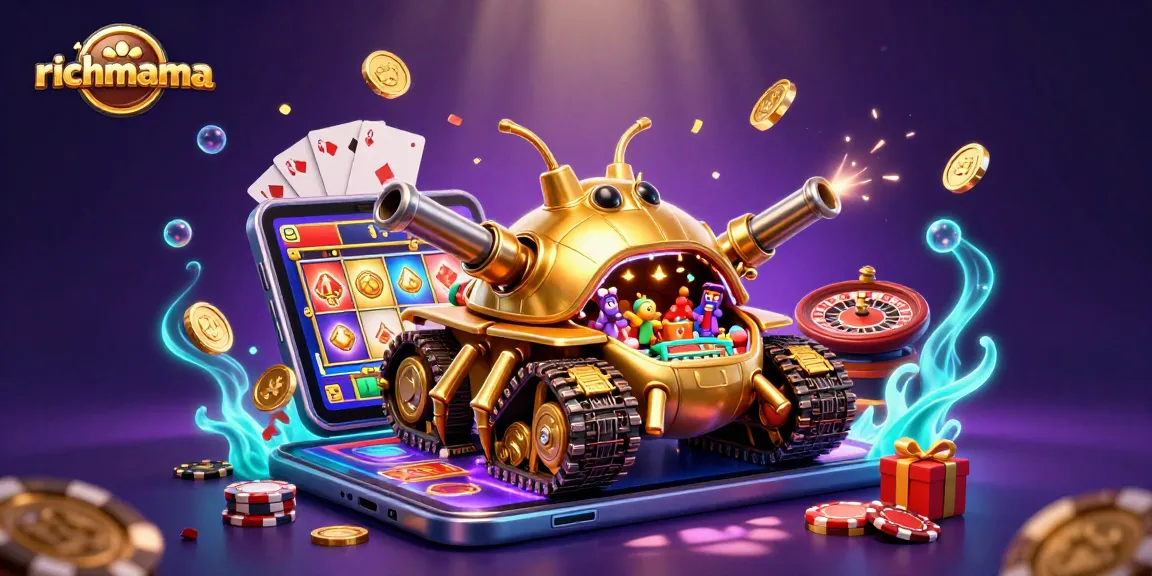Experience richmama's thrilling gameplay inside a vibrant 3D casino scene.