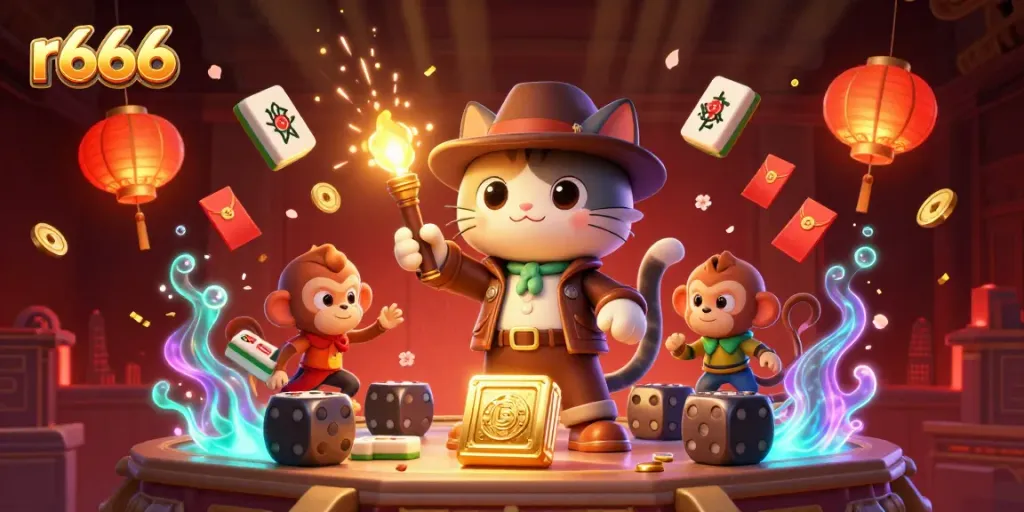 Engage with R666's dynamic gaming universe through this vibrant, 3D casino exploration.
