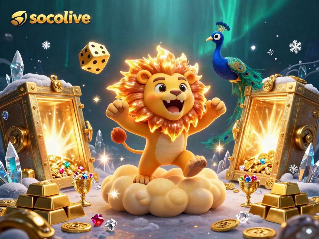 Experience vibrant gambling action with socolive's thrilling 3D illustration of a casino dreamscape.