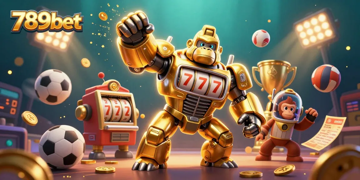 Experience thrilling gameplay at 789bet with a dynamic golden gorilla mech and exciting sports elements.