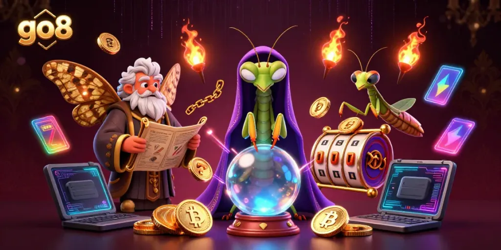 Engage with go8's vibrant casino scene, featuring mystical characters and exciting gaming elements.