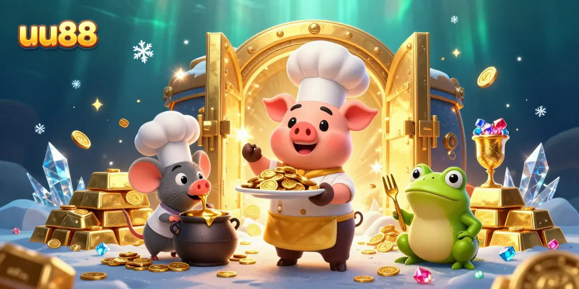 Experience exciting wins with uu88 and gourmet gold coins amid vibrant 3D casino elements.