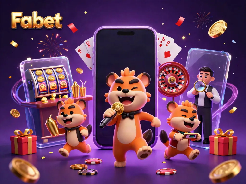 Experience the vibrant world of Fabet with cartoon hyenas running a lively casino club featuring gambling fun.