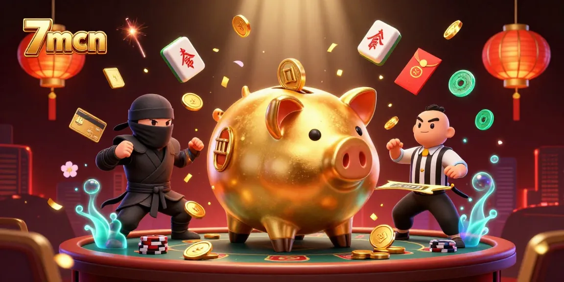 Bettors experience excitement with 7mcn illustrated in a vibrant casino scene packed with characters and elements.