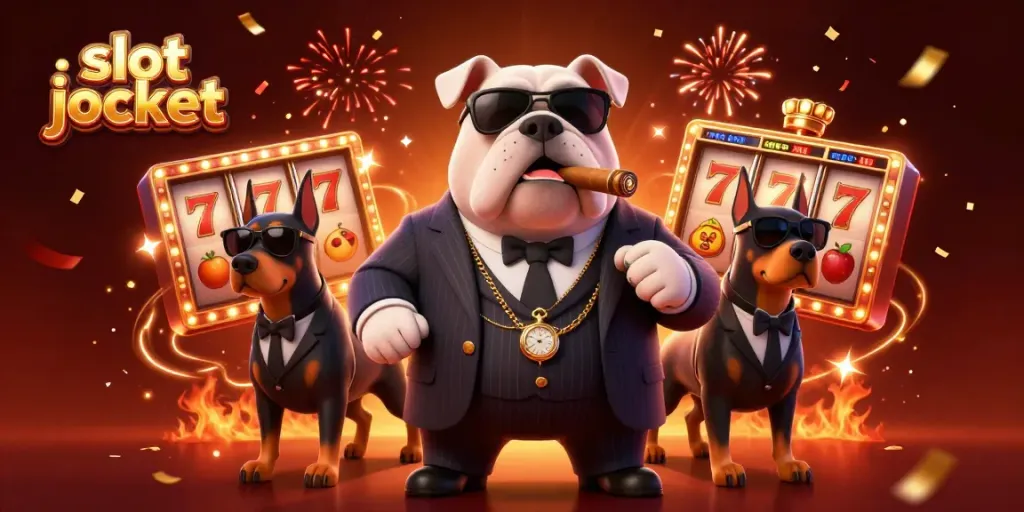 Experience the thrill of slot jackpot gaming with a colorful mafia-themed casino illustration.
