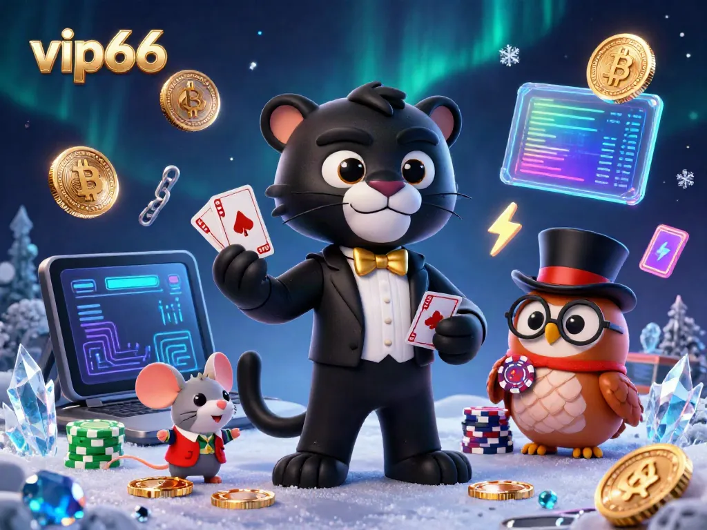 Experience exhilarating gameplay at vip66 featuring a stylish cartoon panther dealing cards in a vibrant casino.