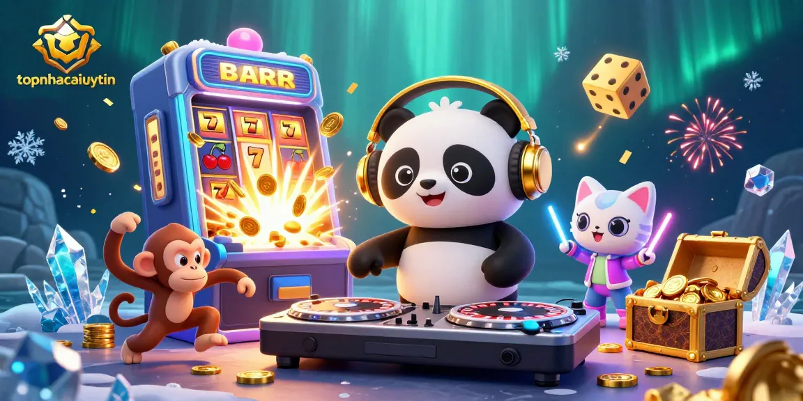 Experience thrilling wins at topnhacaiuytin with a vibrant casino scene featuring playful characters and exciting jackpots.