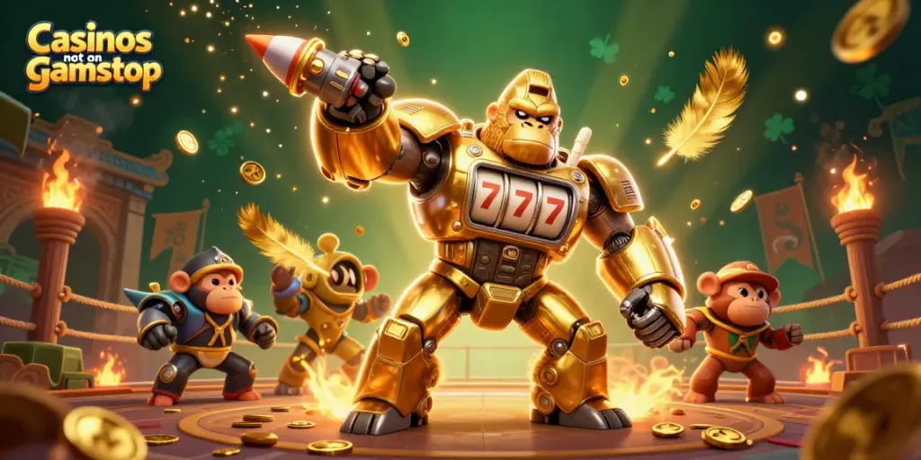 Engage with top Casinos not on gamstop through dynamic 3D illustration featuring gaming elements.