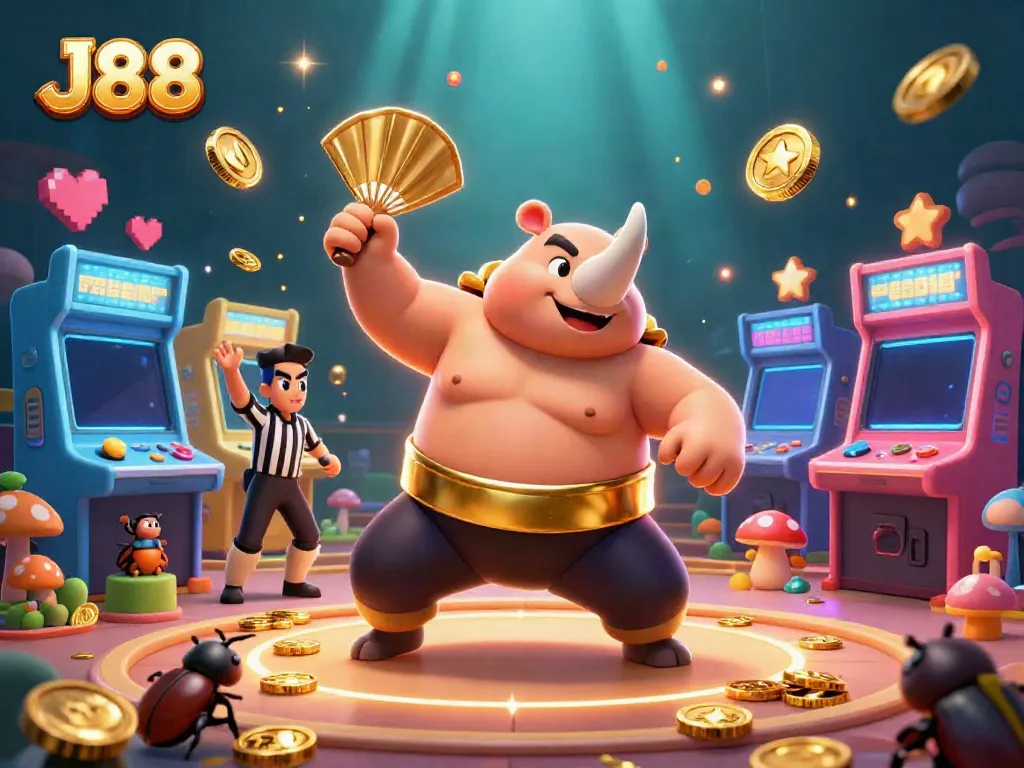 Experience exciting gaming with the J88 casino featuring dynamic characters and vibrant 3D elements.