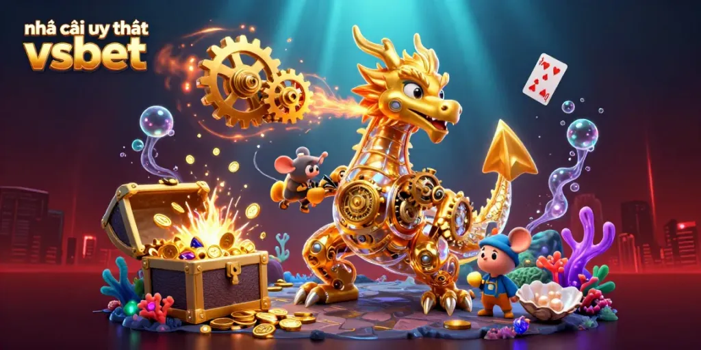 Experience thrilling action at nhà cái uy tín vsbet with a captivating 3D dragon and casino elements.