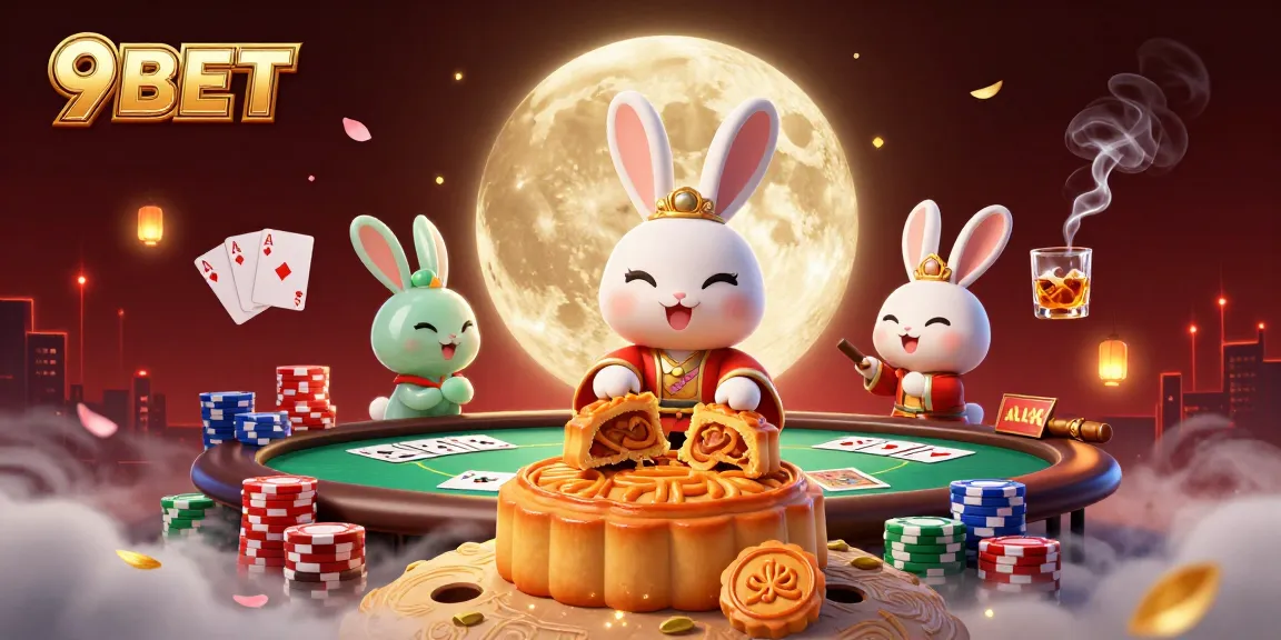 Experience thrilling gameplay with 9BET as moon rabbits reveal hidden poker chips.