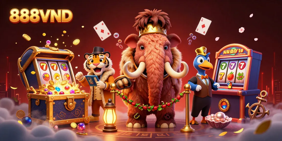 Engage in thrilling gameplay at 888VND's casino with vibrant characters and exciting slot machines.