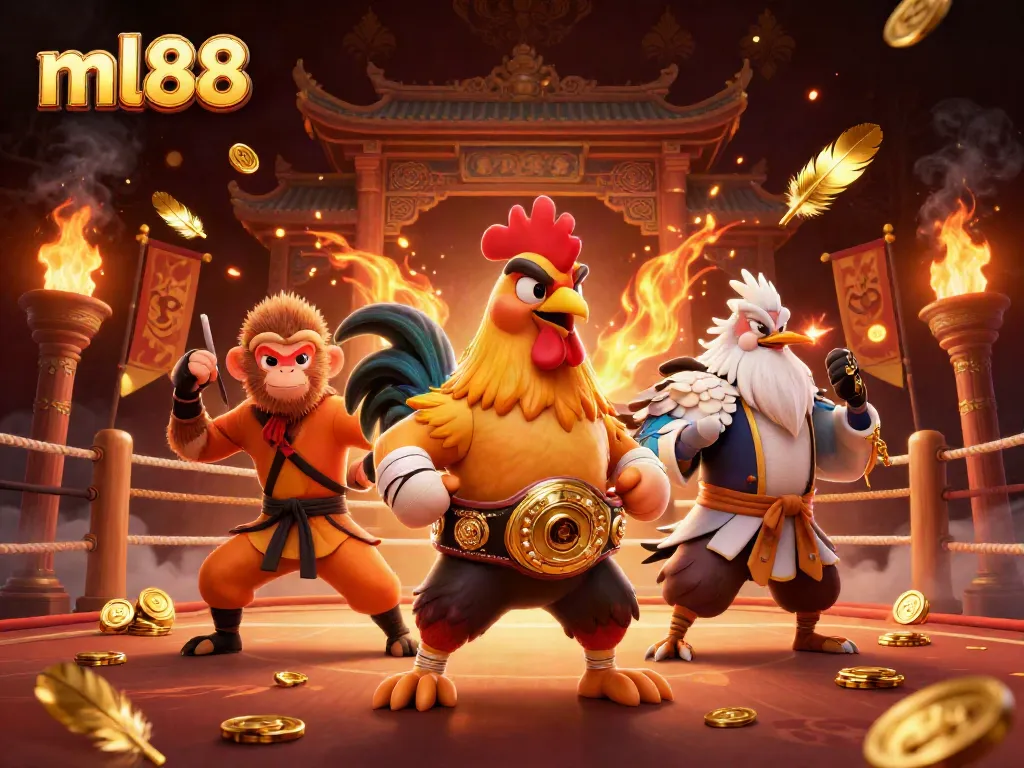 Engage in gaming excitement with ml88's dynamic 3D casino illustration featuring vibrant characters and elements.