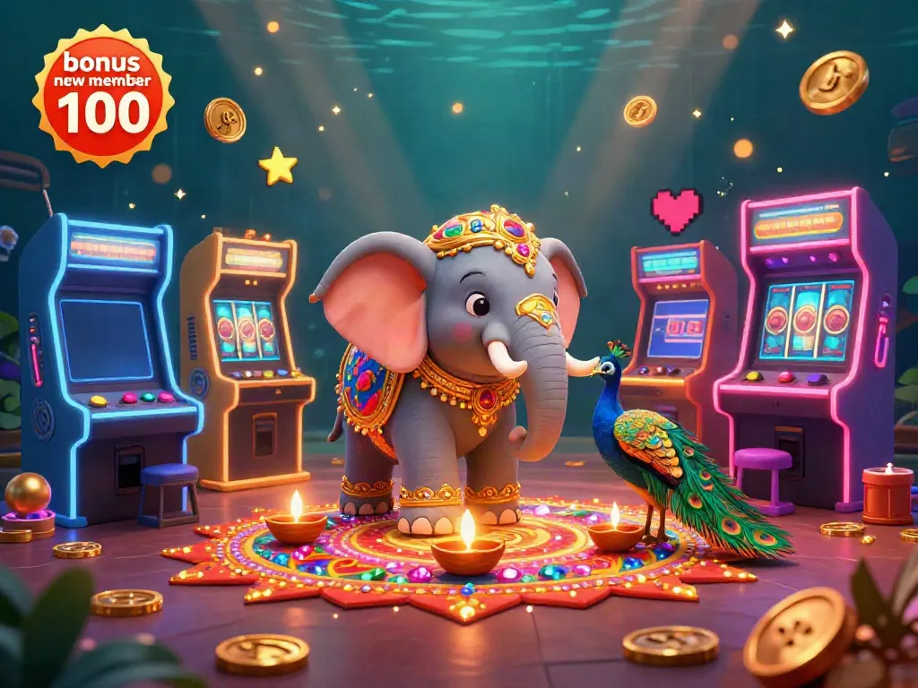 Experience thrilling gameplay with the bonus new member 100 promotion in this vibrant casino scene, featuring engaging characters and dynamic elements.