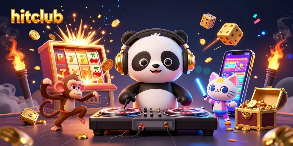 Experience thrilling gameplay at hitclub with a lively 3D casino scene featuring characters and games.