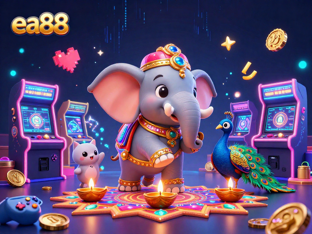 ea88 offers a vibrant casino experience with colorful gaming elements and dynamic characters.