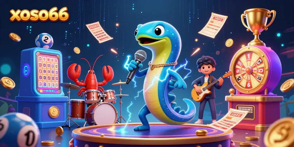 Engage with exciting xoso66 lottery scenes featuring a vibrant DJ eel and band.