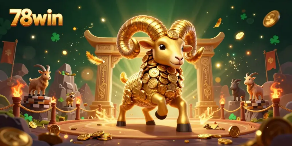 Engage with exciting fish shooting action at 78win featuring dynamic golden ram in vibrant casino scene.