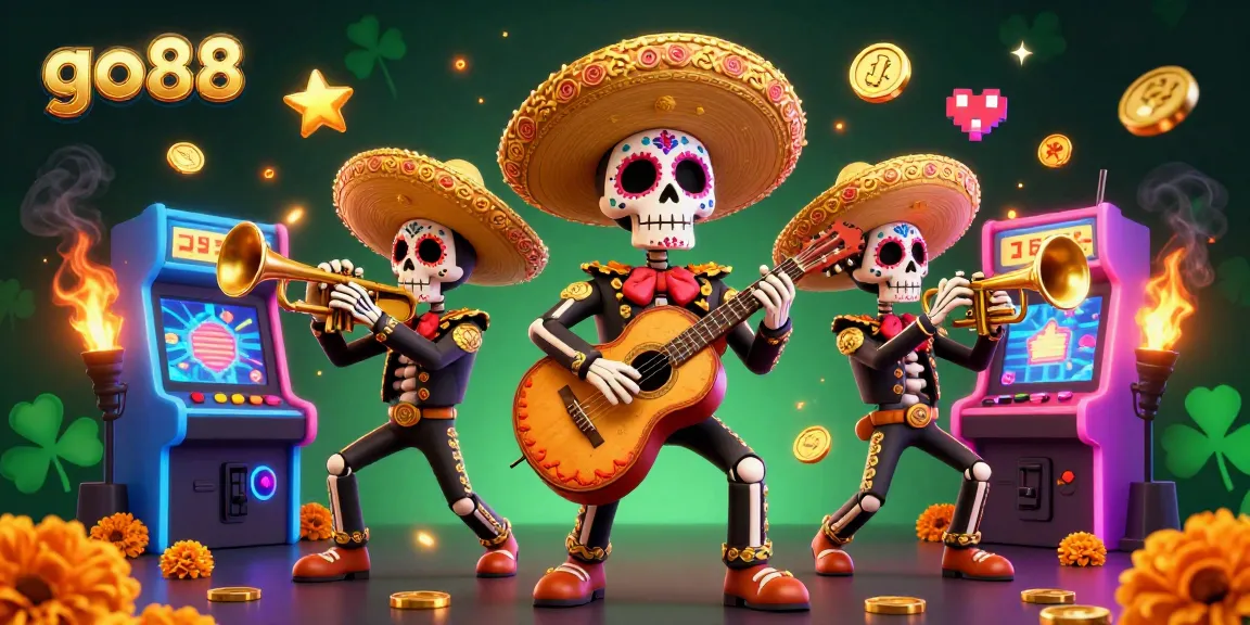 Engage with lively go88 casino games featuring colorful mariachi characters amidst vibrant 3D gaming elements.