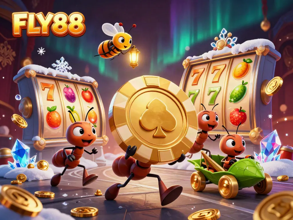 Engage with FLY88's exciting gaming adventures featuring animated ants on a heist.
