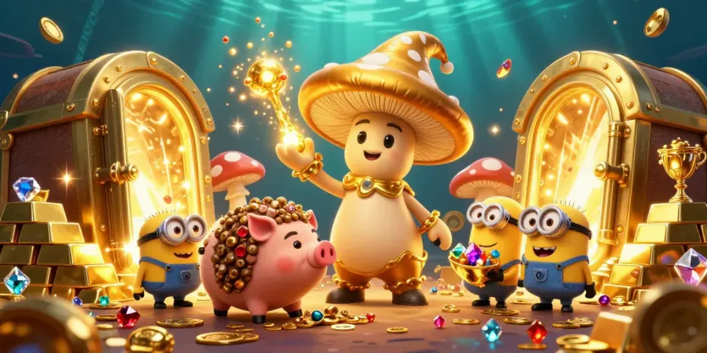 Experience the thrill of Lucky88's magical casino world, with golden treasures and joyful characters.