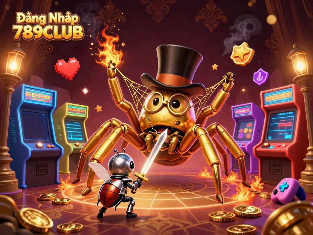 Experience the thrill of Đăng Nhập 789CLUB in this vibrant casino-themed scene featuring animated characters.