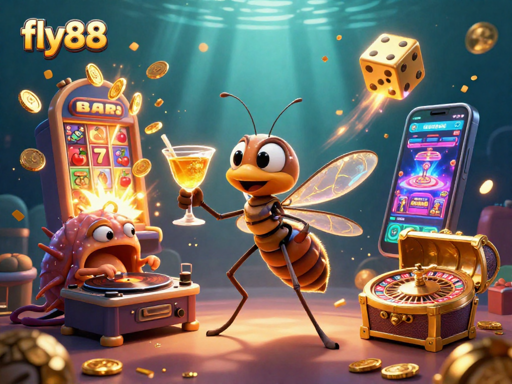Experience the excitement of fly88 with casino-themed characters, vibrant elements, and thrilling gambling action.