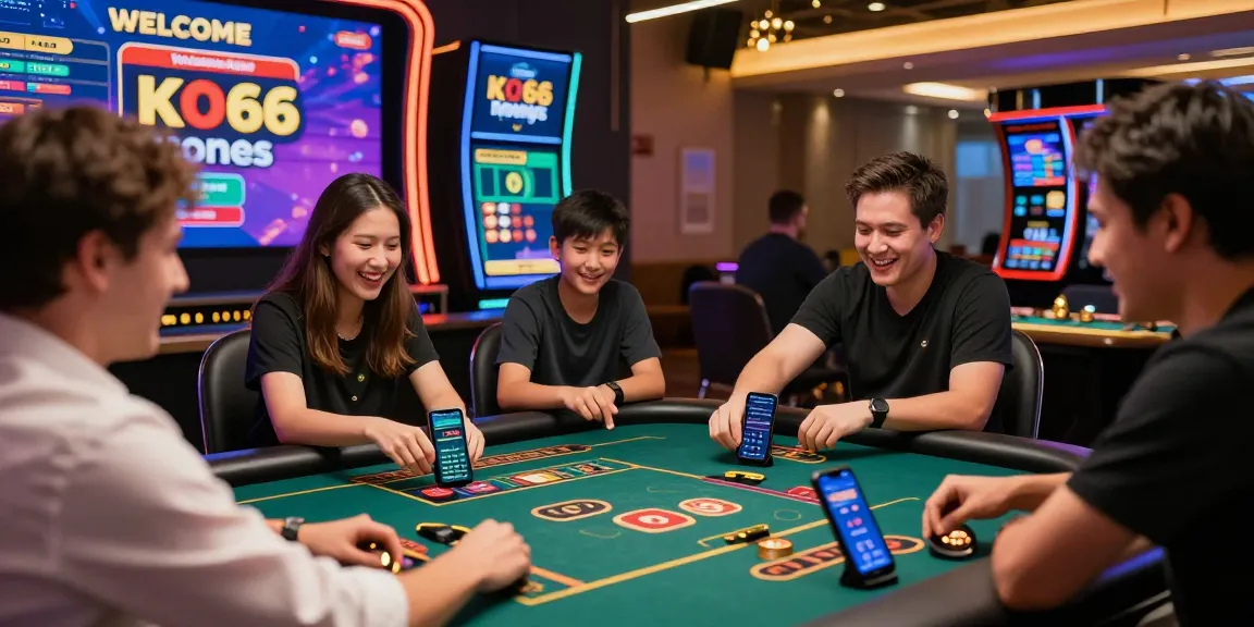 Exciting KO66 online casino scene with live dealer and players engaged in gaming.