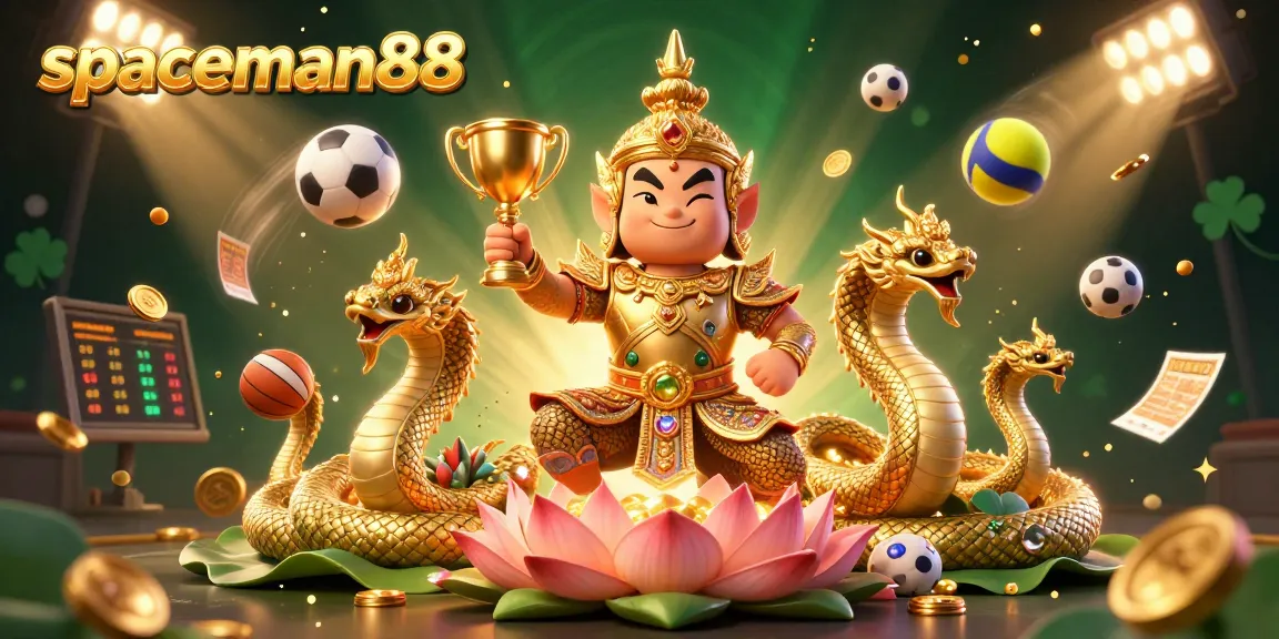 Experience the thrill of spaceman88 with vibrant characters and dynamic sports elements in this animated casino scene.