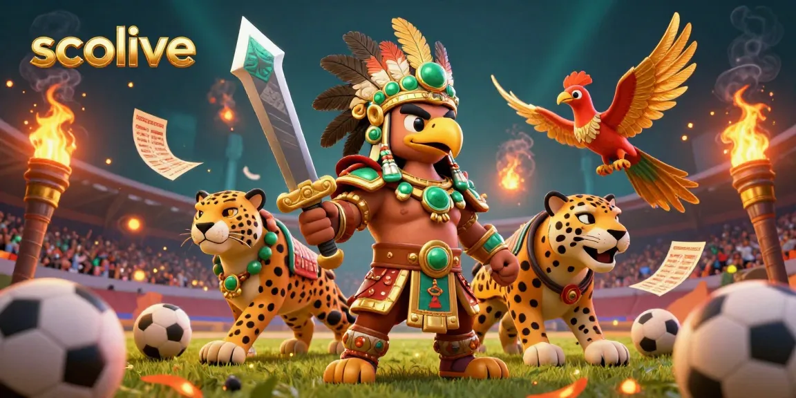 Socolive offers dynamic sports betting with an Aztec warrior and glowing betting elements in a vibrant scene.