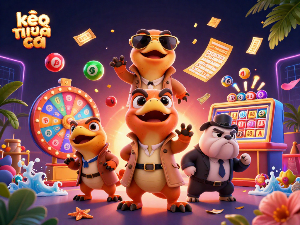 Engage with kèo nhà cái vibes in this vibrant scene featuring three raptors in a trench coat at a casino.
