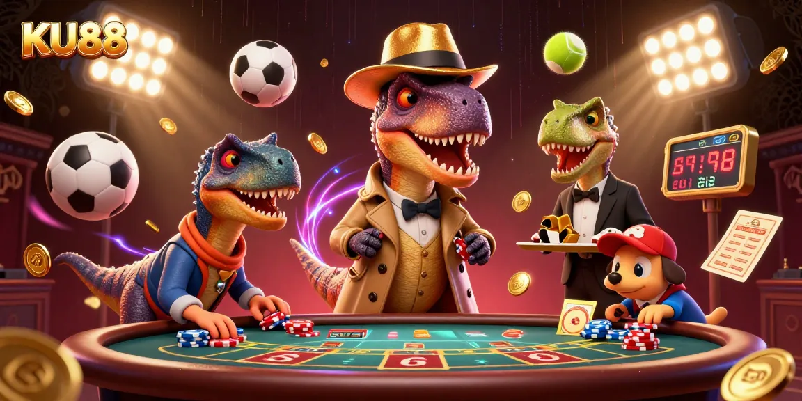Bet on KU88 and win big with fun gaming concepts and dynamic characters in a vibrant casino setting.