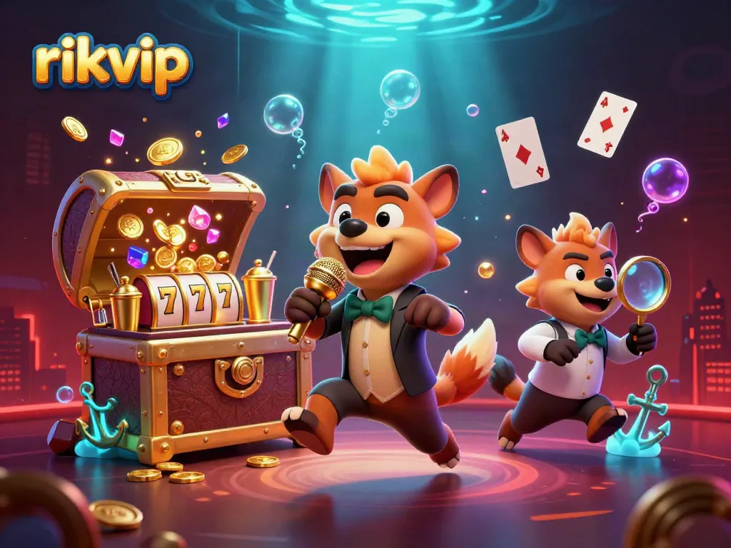 Experience top gaming excitement at rikvip with an energetic comedy casino scene featuring lively hyenas!