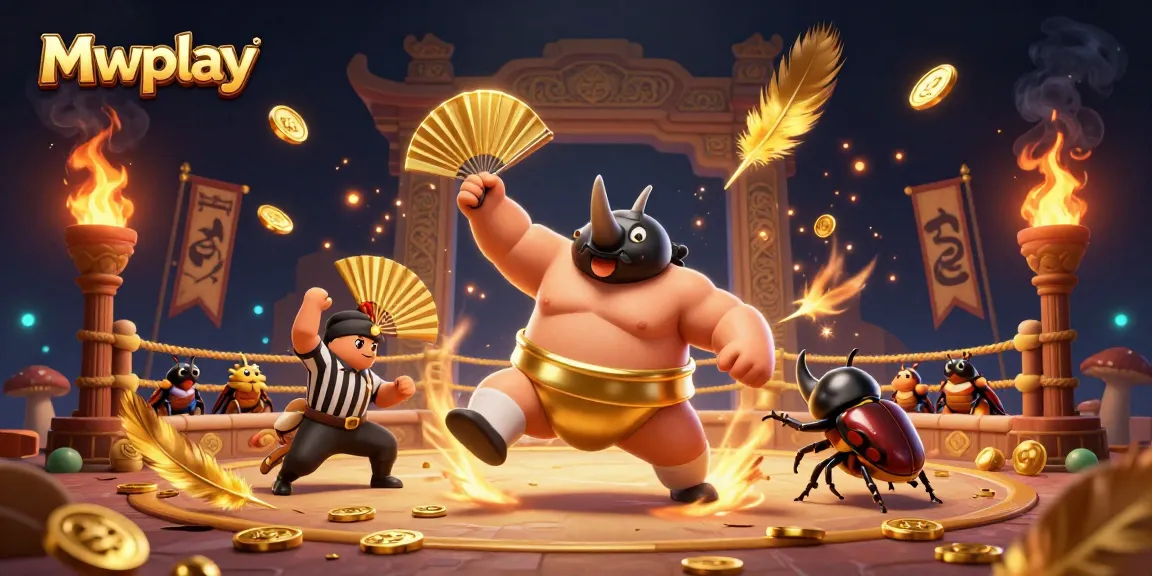 Join the excitement at Mwplay as the rhinoceros beetle champion celebrates big wins with dynamic gold coin action.