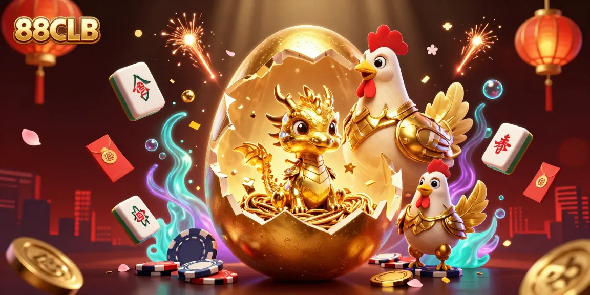 88CLB showcases an exciting golden dragon atop poker chips in a dynamic casino setting.