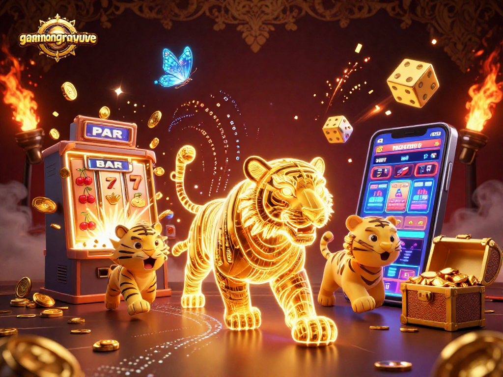 Experience the thrill of gamenongtraivuive with a vibrant 3D casino adventure illustration.