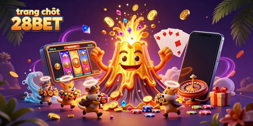 Experience the excitement of trang chủ 28BET with golden treasures and vibrant casino elements.