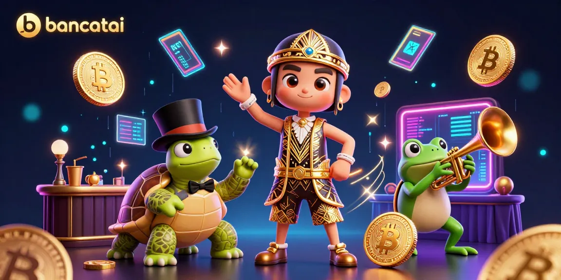 Experience fun and excitement with bancatai's vibrant casino scene featuring unique characters and crypto elements.