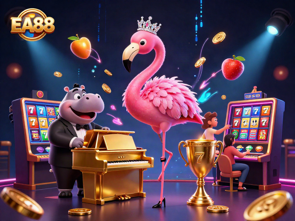 Engage with EA88's thrilling casino experience featuring vibrant characters and dynamic gaming elements.