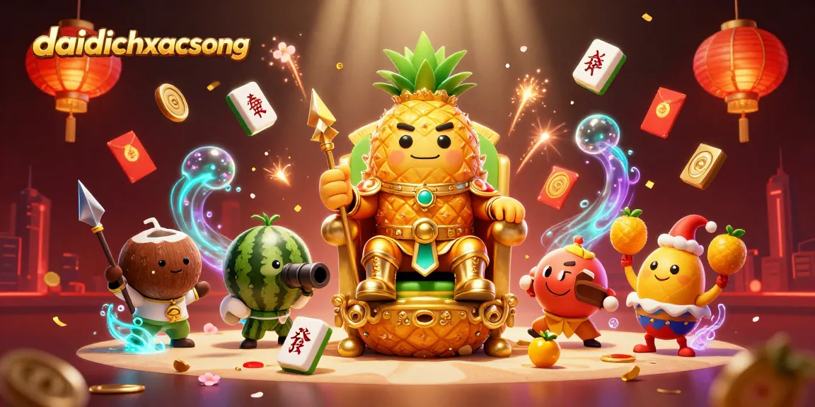 Engage with daidichxacsong, a vibrant scene highlighting a golden pineapple king and dynamic casino elements.