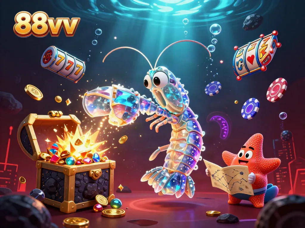 Experience thrilling wins with 88vv as a galactic samurai mantis shrimp battles through asteroids of gold and gems.