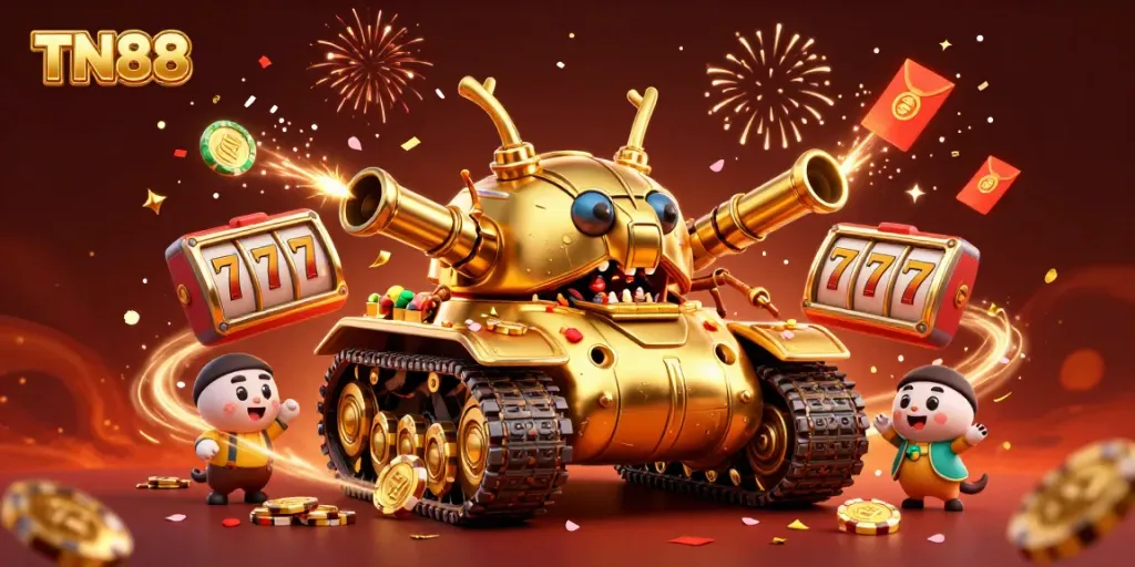 Engage in the thrilling world of TN88 with a colorful casino scene from a unique golden beetle tank.