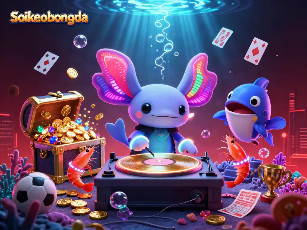 Experience dynamic betting excitement with Soikeobongda's lively underwater scene featuring vibrant characters and sports elements.