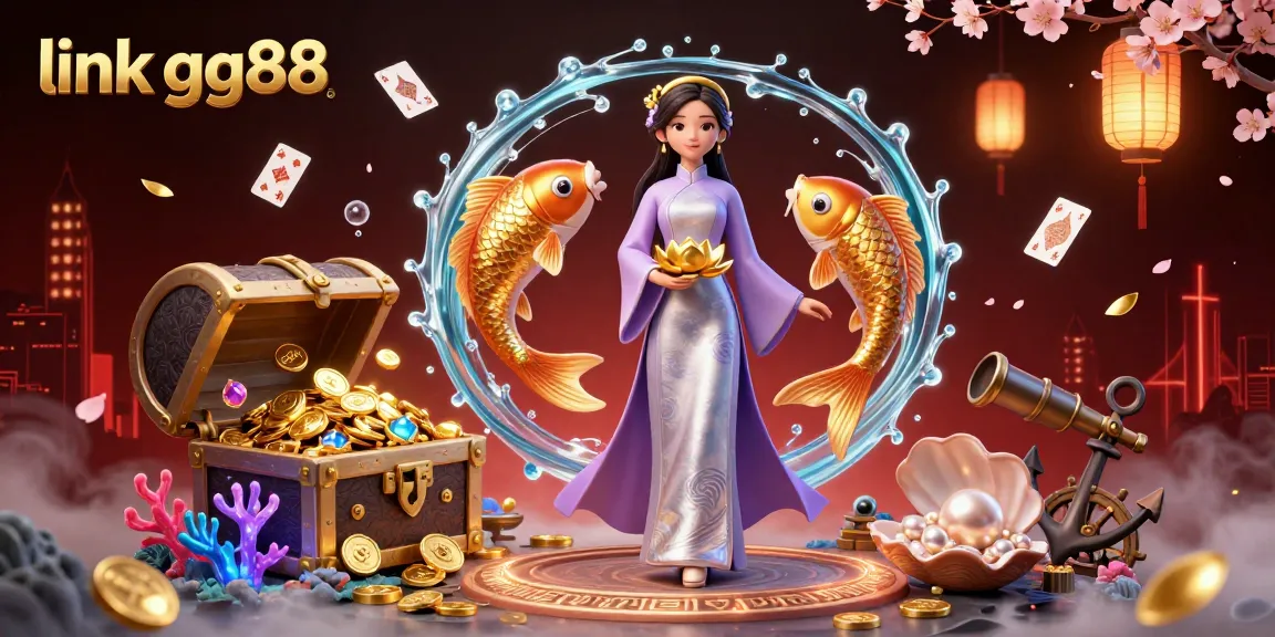 Experience exciting wins with link gg88 in a vibrant 3D illustration showcasing a captivating casino scene with traditional Asian elements.