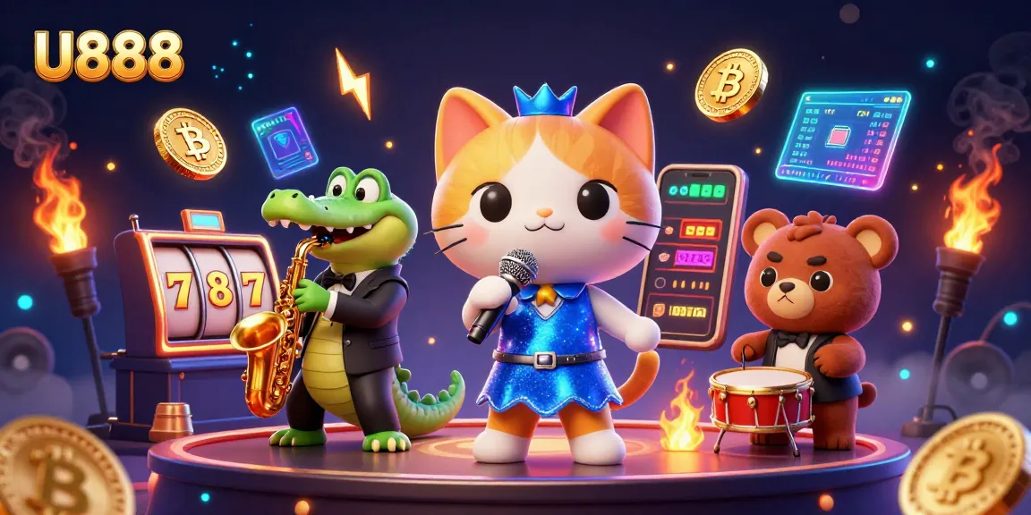 U888 spins the reels with vibrant characters and dynamic gaming experiences in a lively casino.