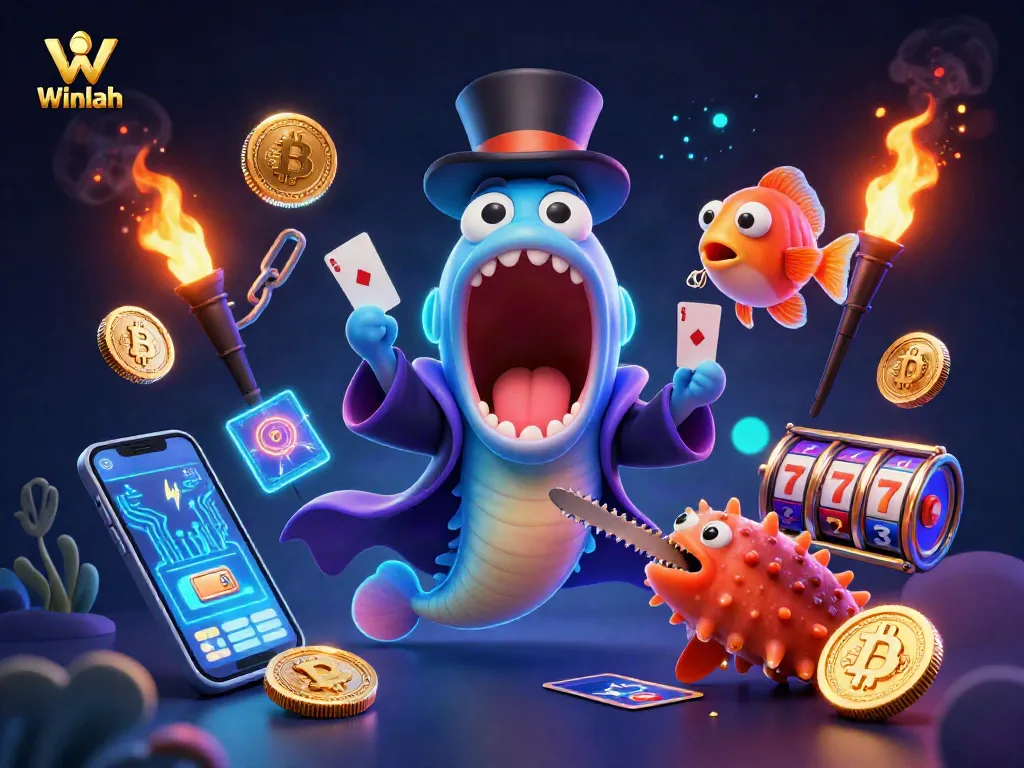 Winlah showcases a vibrant casino scene with a creative deep-sea theme in a captivating magic act.