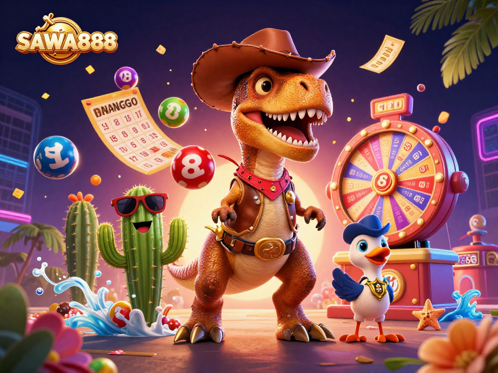 SAWA888 offers thrilling gaming experiences with vibrant lottery elements and engaging characters.