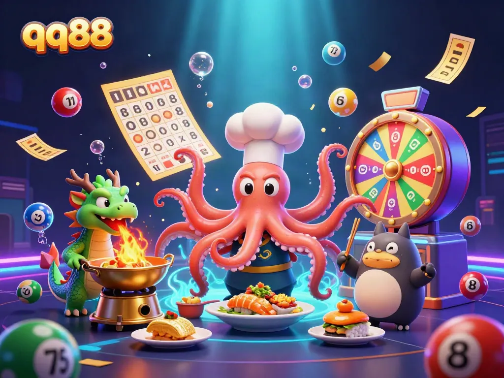 Experience excitement at qq88 with a 3D casino scene featuring dynamic characters and vibrant game elements.